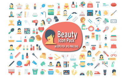 Elegantes Beauty Icon Pack für Kosmetik, Hautpflege und Mode
