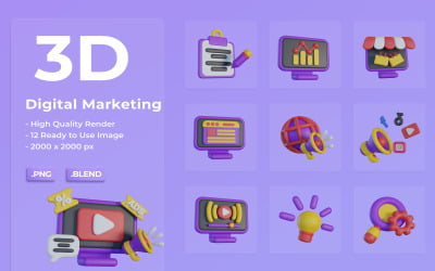 3D-Symbol für digitales Marketing
