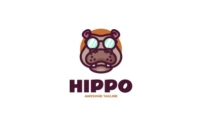 Logo mascotte cartone animato ippopotamo 2