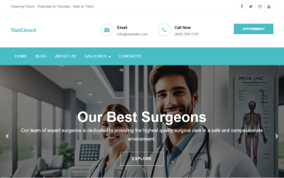 TishClinic4 - Motyw WordPress dla kliniki medycznej