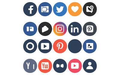Conjunto de logotipos e iconos de redes sociales