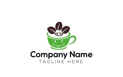 Modèle de conception de logo de sourire de café 2
