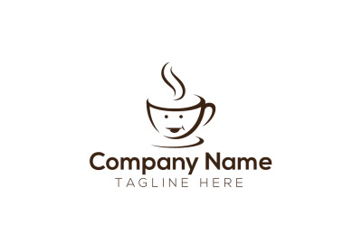 Modèle de conception de logo de sourire de café