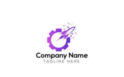 Modello di progettazione del logo Gear Rocket
