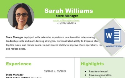 Store manager - Resume &amp;amp; Cover letter
