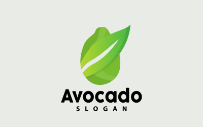 Avokadologotyp Fresh Fruit Vector Design V3