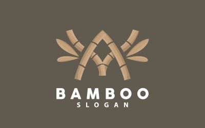Bamboo Logo Green Plant Vector Simple V12