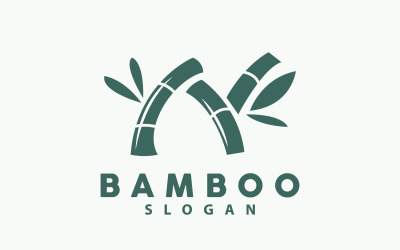Logo bambusa Zielona roślina wektor prosty v7