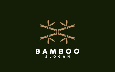 Logotipo de bambú Planta verde Vector simple V11