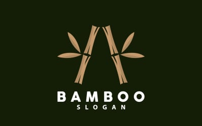 Logotipo de bambú Planta verde Vector simple V2