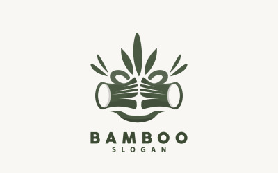 Logotipo de bambú, planta verde, vector simple V3