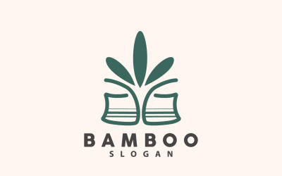 Logotipo de bambú, planta verde, vector simple V4