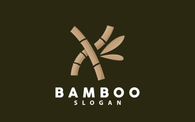 Logotipo de bambú Planta verde Vector simple V5