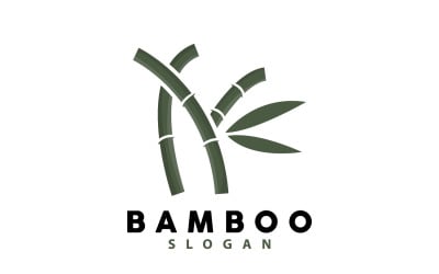 Logotipo de bambú Planta verde Vector simple V8