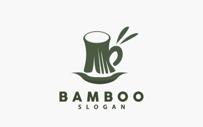 Logotipo de bambú Planta verde Vector simple V9
