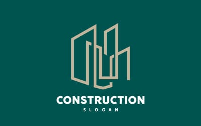 Logotipo de edificio Diseño de línea simple premium V9