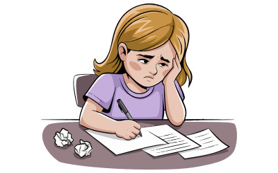 ragazza seduta a un tavolo che fa i compiti