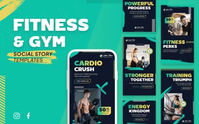 Modèles d&amp;#39;histoires de gym et de fitness