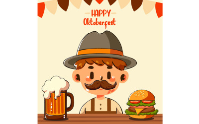 Mutlu Oktoberfest Festivali İllüstrasyonu