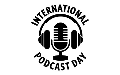 Illustration vectorielle d&amp;#39;un cercle blanc avec le texte « Journée internationale du podcast »