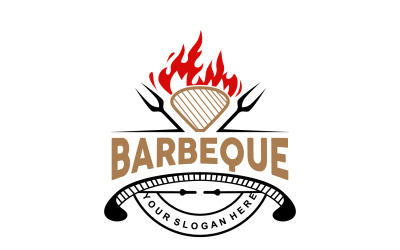 Барбекю логотип Гарячий гриль Дизайн BBQ GrillV7
