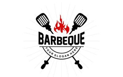 Diseño de logotipo de barbacoa Hot Grill BBQ GrillV8