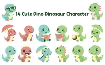 14 Cute Dino Dinosaur Character