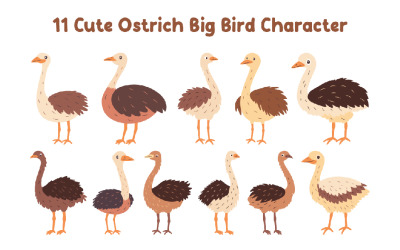 11 personnages mignons d&amp;#39;autruche Big Bird
