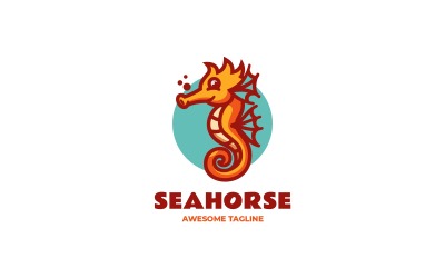 Logo mascotte semplice cavalluccio marino 3