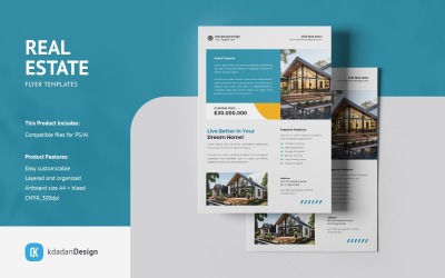 Шаблоны дизайна листовок по недвижимости в формате PSD, том 123