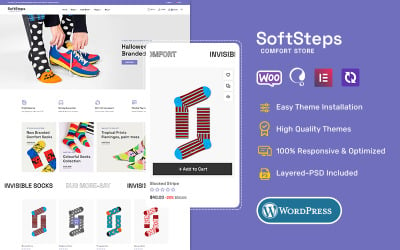 SoftSteps - Baskılı Çoraplar ve Aksesuarlar için Minimal WooCommerce teması