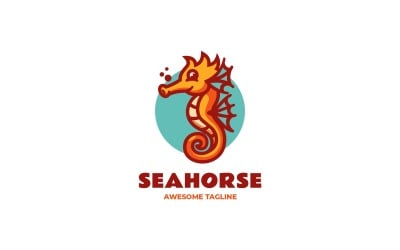 Zeepaardje Eenvoudig Mascotte Logo 3