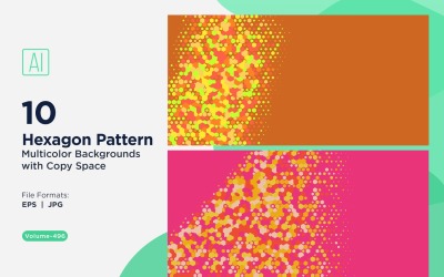 各种尺寸的彩色六边形多功能图案背景 496