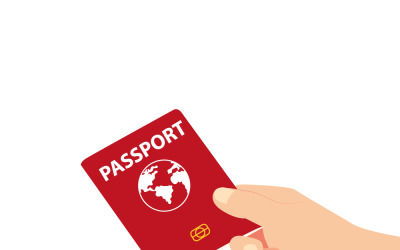 Hand holding passport, flat design