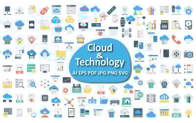 Хмара даних технології набір іконок