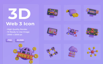 3D Web 3 图标集设计包