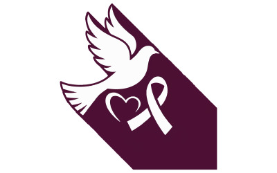 Minimalist graphic image featuring a white dove in flight