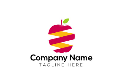 Modèle de conception de logo de fruits et de pommes naturels biologiques 2