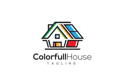 Modello di progettazione del logo della casa colorata