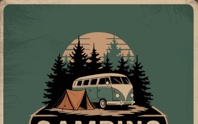 Camping  design with a vintage van