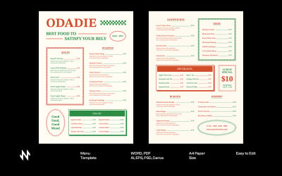 Menù del ristorante informale