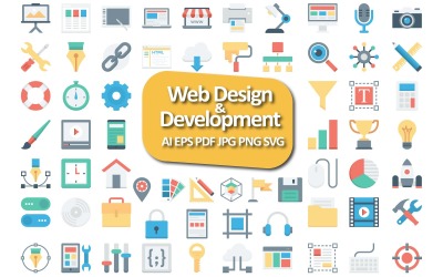 Paquete de iconos de diseño y desarrollo web