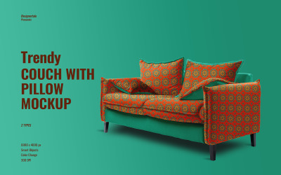 Trendy Couch With Pillow Mockup
