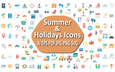 Conjunto de iconos de verano y vacaciones para proyectos creativos