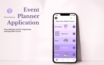 Prime Moments – Minimalistische App-UI-Vorlage für Event Assistant