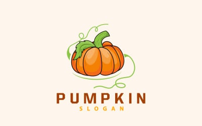 Premium Pompoen Logo Halloween Fruit Ontwerp V5