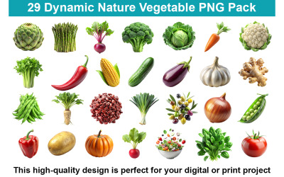 29 Dynamic Nature Groente PNG-pakket