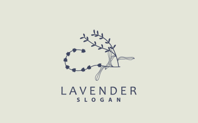 Lavanta Logosu Zarif Mor Çiçek Bitkisi V3
