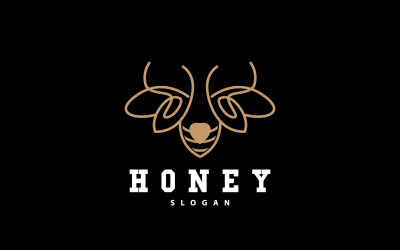 Logo de miel Abeille à miel Animal Vector V4
