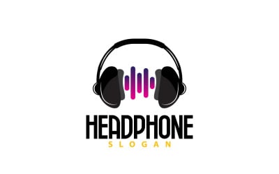 Logotipo de auriculares Dispositivo para escuchar música Vector V5